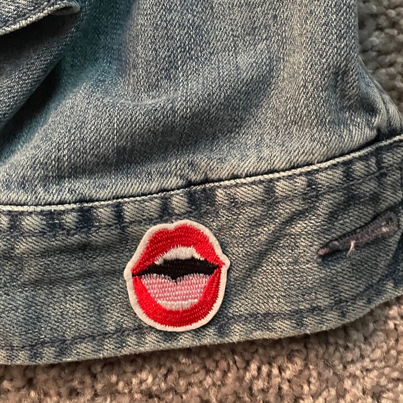 Merona Denim Jacket L w 8Iron ons separate now or can be ironed before shipping! - Picture 12 of 12